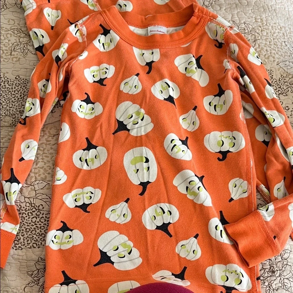 Hanna Andersson striped long sleeved Pajamas Jack-o-lantern Halloween Print S 5